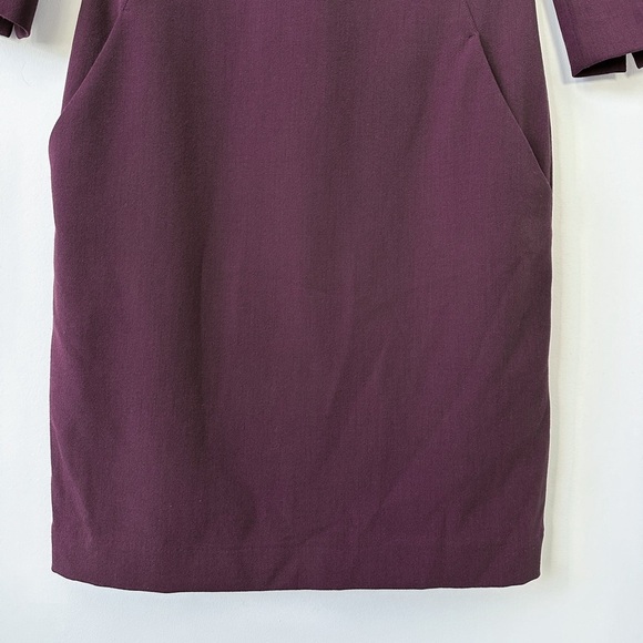 MM LaFleur Etsuko Knee Length Midi 3/4 Sleeve Dress Plum Purple Workwear sz 0 - Picture 4 of 11